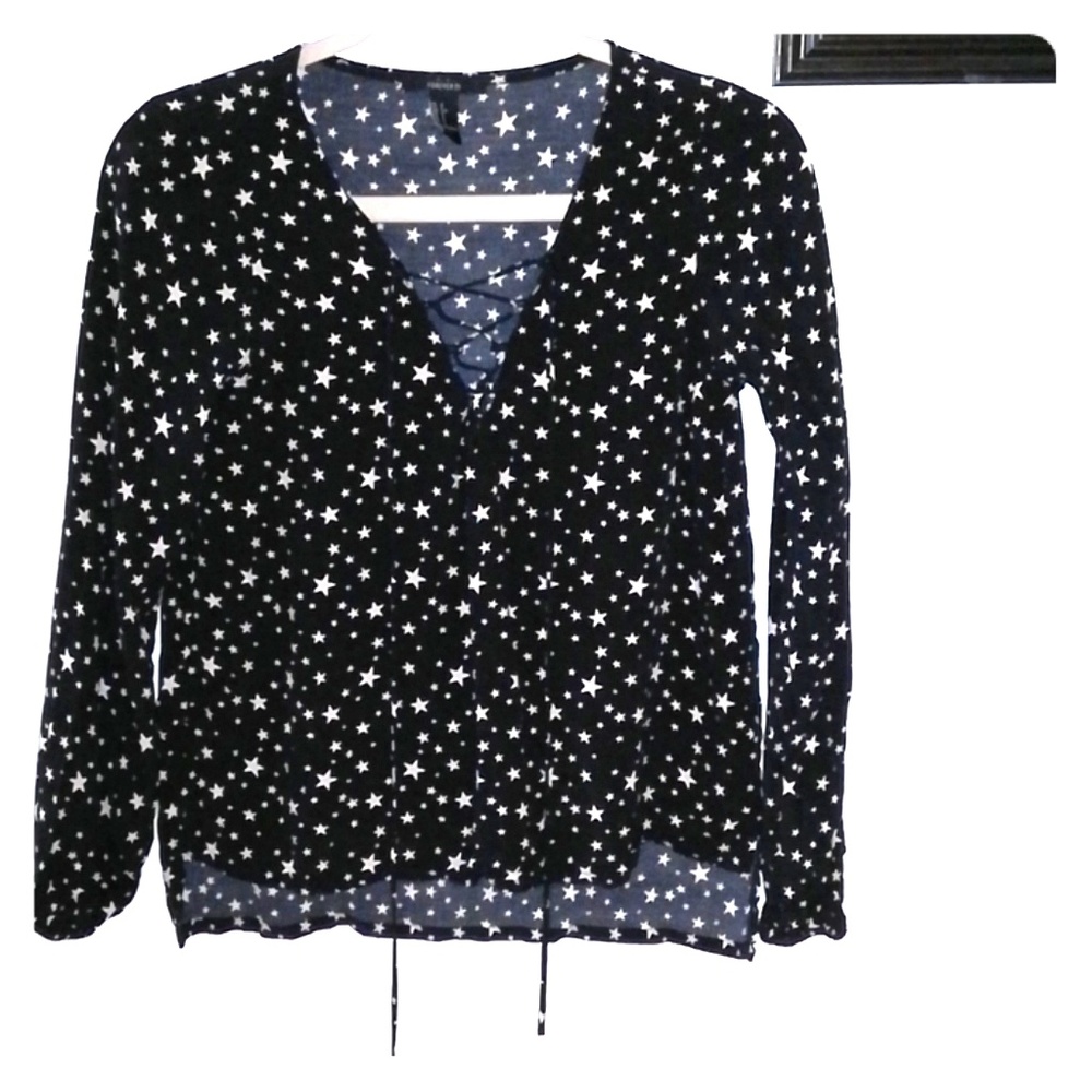 Forever 21 Long Sleeve Starry Shirt